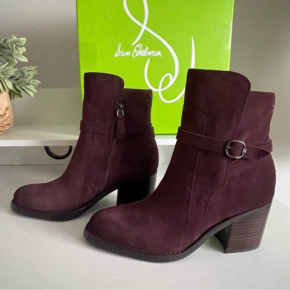Sam Edelman Simona Pecan Suede Block Heel Ankle Boot 6M